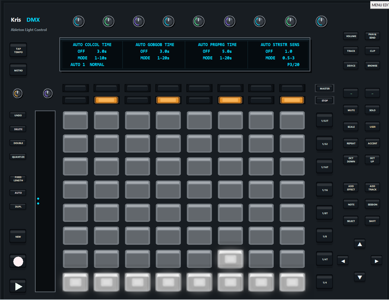 Ableton Push 1 panel in KrisDMX — view 4
